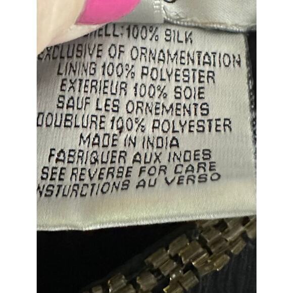 ADRIANNA PAPELL Boutique Evening Silk Sequin Embellished Dress Top - Sz Large - Picture 5 of 5